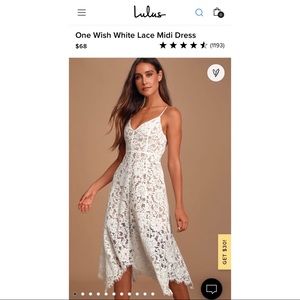 One Wish White Lace Midi Dress, Size Small